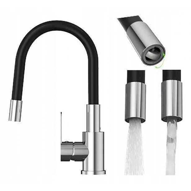 Kuchyňská baterie s flexibilním ramínkem, chrom Grado Plus, otočný perlátor