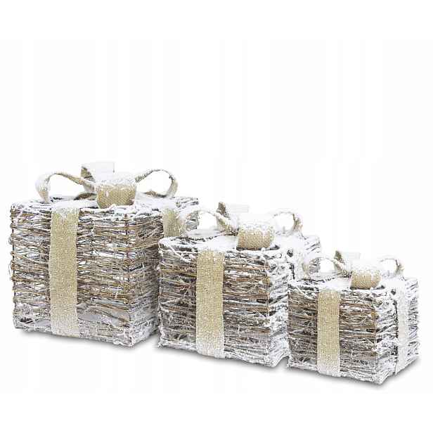 Led vánoční ozdoba Dárek 30x26x26 cm, 24x21x21 cm, 18x16x16 cm