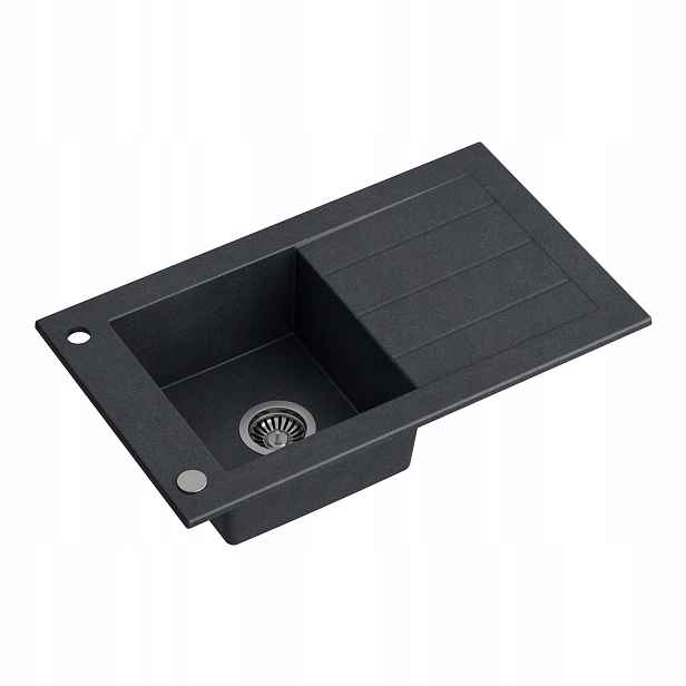 myQ Dřez myGranite Delhi 11 kuchyňský 1-komorový černý 77,2x46