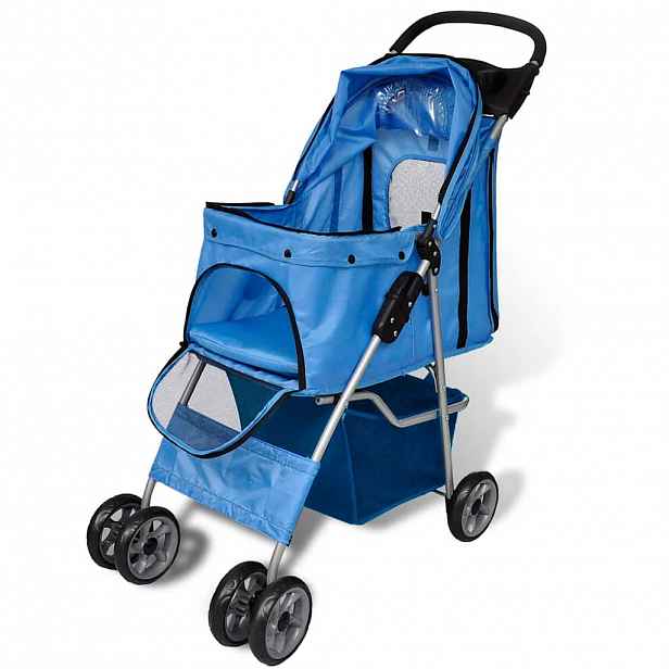 vidaXL Kočárek pro psy 15 kg modrý