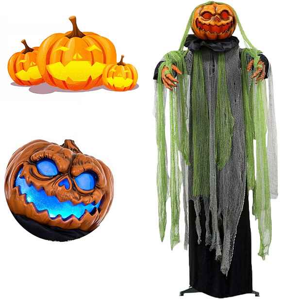 Závěsná dekorace na Halloween dýně aktivovaná zvukem a dotykem 188 cm