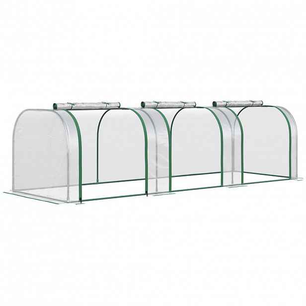 Modfu ZAHRADNÍ fóliovník z oceli 295x100x80 cm transparentní se 3 okny na zip a větráním pro ochranu rostlin
