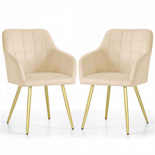 RAUMHIRSCH FURNITURE ČALOUNĚNÁ ŽIDLE, sada 2 ks, kovové nohy, béžová, zlatá 54/82/58