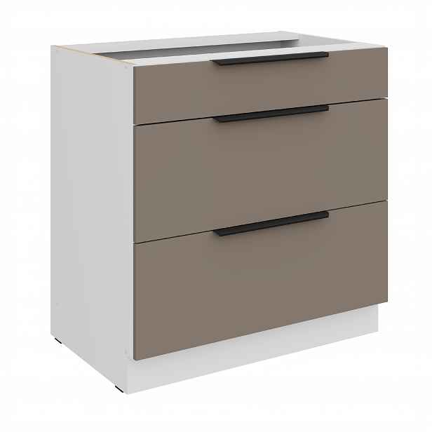 Spodní skříňka Aria 80 D 3S BB - Premium Box Barva korpusu: Bílá, Barva dvířek: TA - Sandgrau AFM