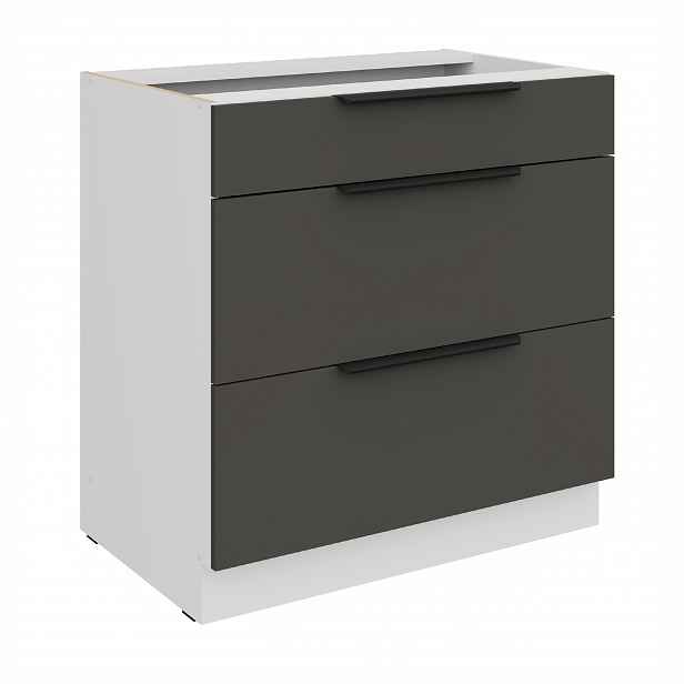 Spodní skříňka Aria 80 D 3S BB - Premium Box Barva korpusu: Bílá, Barva dvířek: GR - Graphite AFM