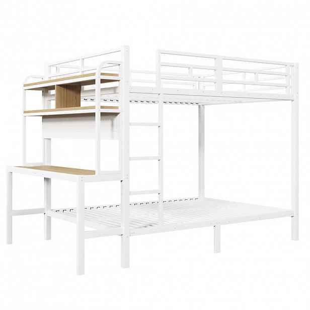 STILVORA ETAGENBETT 140/200 cm in Weiß mit Schreibtisch, Regal, LED und USB