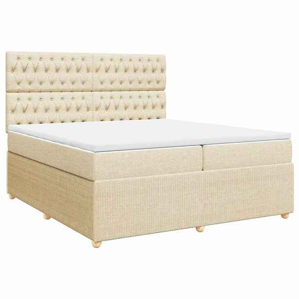 vidaXL Box spring postel s matrací krémová 200x200 cm textil