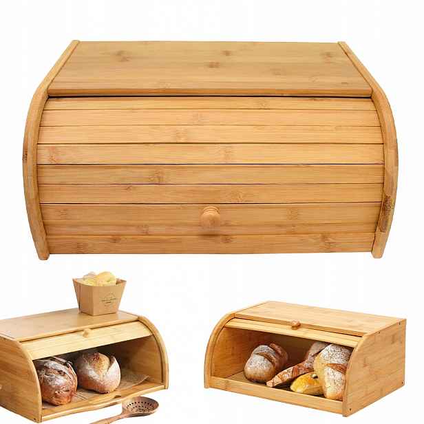 Bambusový chlebník Nádoba na pečivo Chléb 40x27.3x17.5 Úložný regál