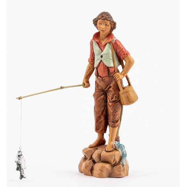 Figurka do betlému Fontanini – stojící rybář s rybářským prutem – pro figurky o výšce 19 Cm