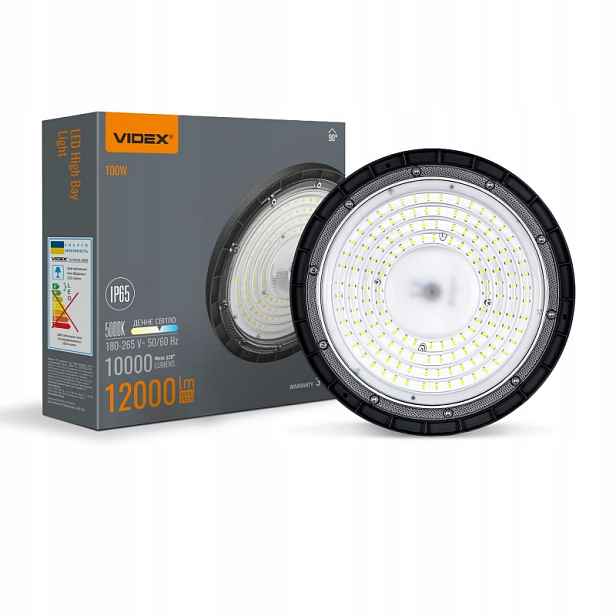Led průmyslové svítidlo High-Bay 100W 10000lm 5000K 90° IP65 IK07 závěsné černé