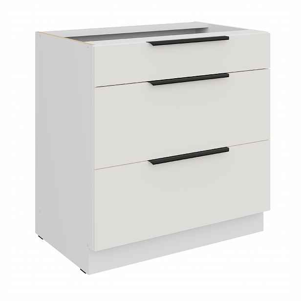 Spodní skříňka Aria 80 D 3S BB - Premium Box Barva korpusu: Bílá, Barva dvířek: WH - Crystal white AFM