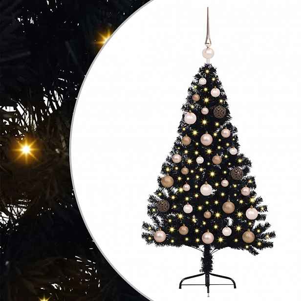 vidaXL Umělý osvětlený vánoční stromeček Černá 120 cm PVC