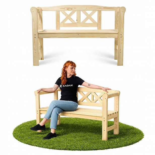 Dřevěná Zahradní Lavička S Opěradlem 119 CM Zahradní Terasa Přírodní