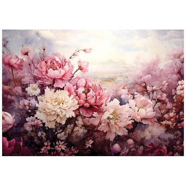 Fototapeta Pivoňky Květinová romance Růžové sny Pastel 208x146 lepidlo