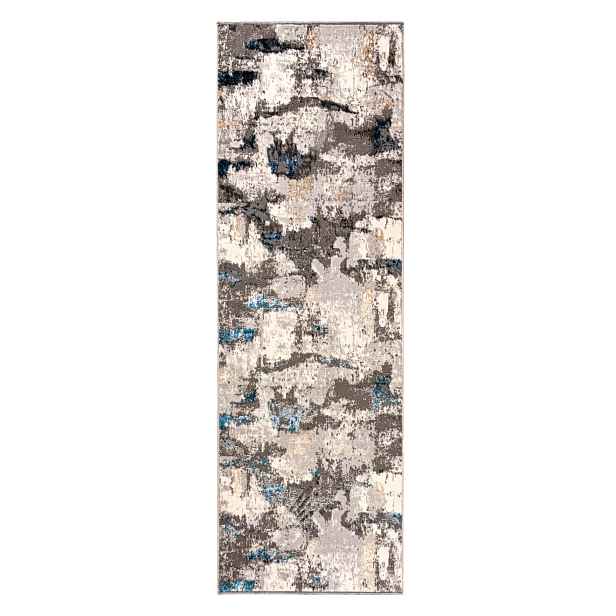 Koberec Běhoun šedý 60x250 cm, abstraktní, moderní, měkké podlahové vytápění
