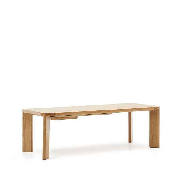 Rozkládací jídelní stůl s přídavnou deskou s deskou v dubovém dekoru 100x240 cm Jondal – Kave Home