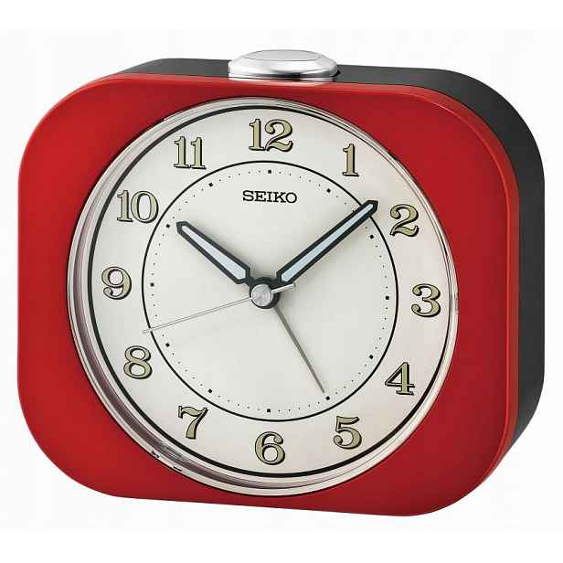 Střední Červený Budík Seiko QHE195R Alarm Narůstající Tichý Mechanismus