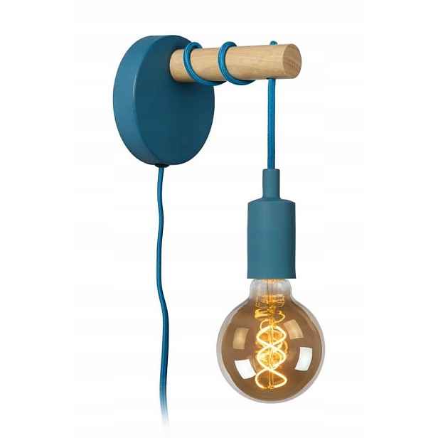 Nástěnné svítidlo Lucide Paulien 60W E27 modré/světlé dřevo IP20