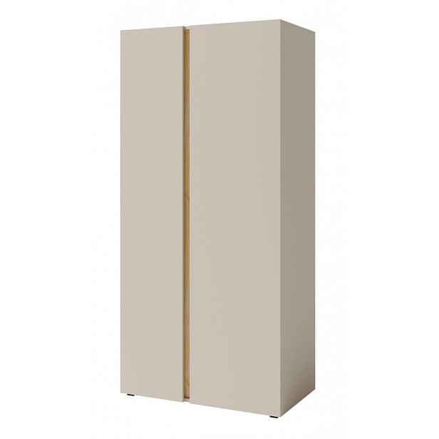 Šatní skříň Lucky, 90 cm, béžová/olejovaný dub