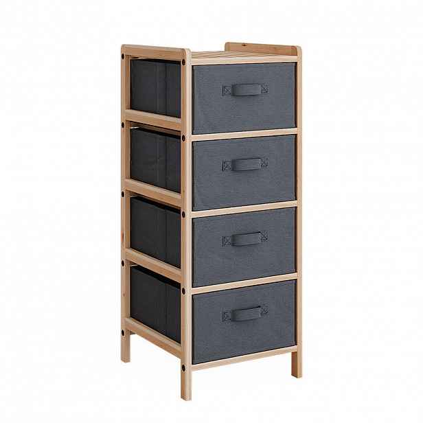 Vicco KOUPELNOVÁ SKŘÍŇKA Bruno Šedá 34.5 x 86 cm se 4 látkovými zásuvkami