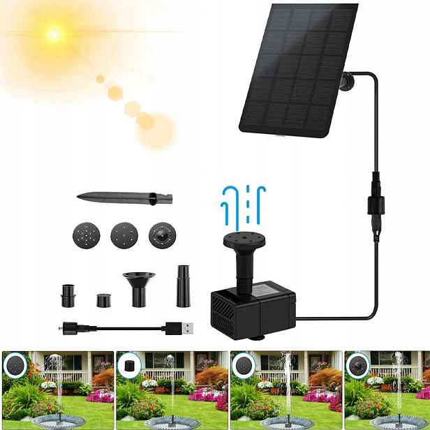 Fontána bez baterií a elektřiny 2.5W Usb Vodní jezírko 7 trysek 200L/H