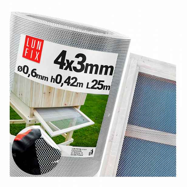 Síťka na dennice do úlu 4x3 ventilační, výška 42 cm, role 25 m