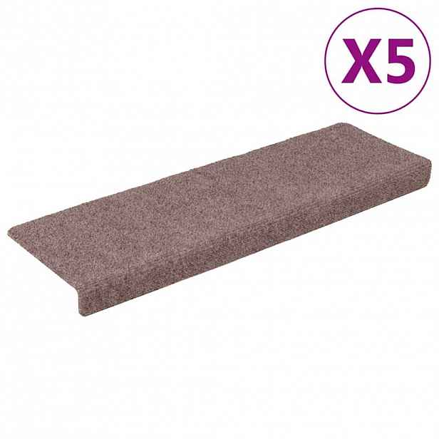 vidaXL Schodové rohože samolepicí 5 ks 65 x 21 x 4 cm světle hnědé s obdélníkovým okrajem