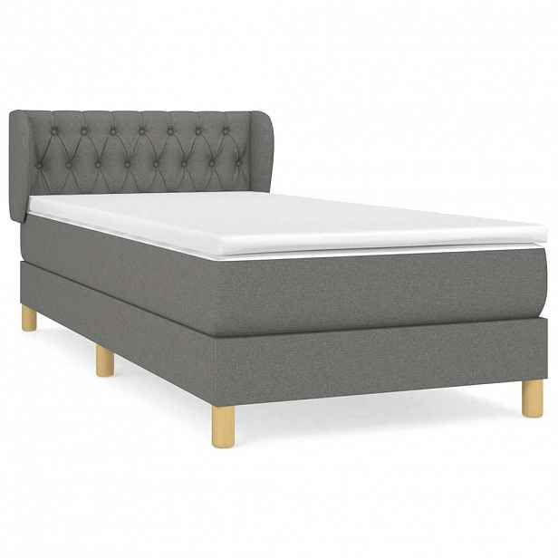 vidaXL Box spring postel s matrací tmavě šedá 100 x 200 cm textil