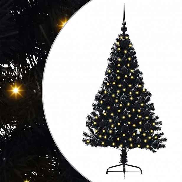 vidaXL Umělý osvětlený vánoční stromeček Černá 120 cm PVC