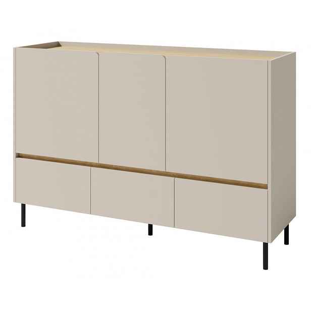Komoda se zásuvkami Lucky, 150 cm, pískově béžová/olejovaný dub