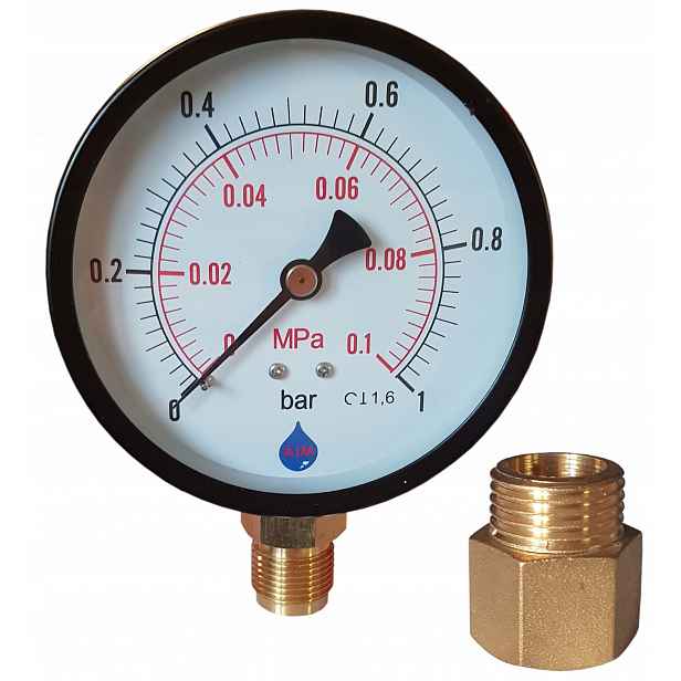 Manometr 100 mm s redukcí na 1/2 1 Bar Spodní