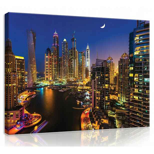 Obraz Na Plátně Canvas 100x75 Dubaj Noc Mrakodrapy