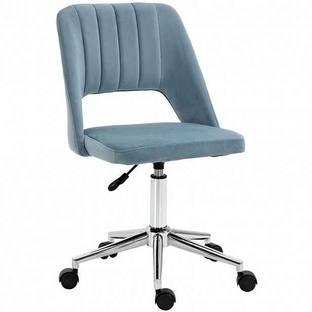 OKWISH KANCELÁŘSKÁ židle 49/60/79-91 cm modrá z polyesteru s ergonomickým opěradlem a nastavitelnou výškou