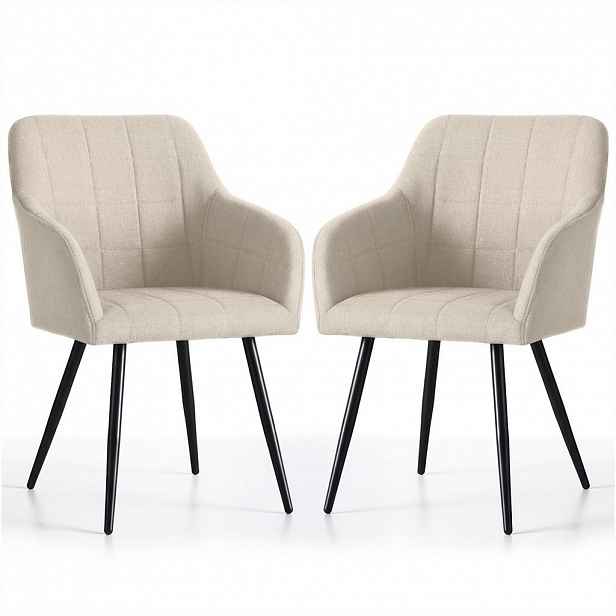 RAUMHIRSCH FURNITURE ČALOUNĚNÉ ŽIDLE, sada 2 ks, kovové nohy, béžová, černá 54/82/58
