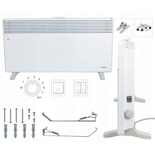 Konvektorový ohřívač EWX-2500W Termostat Nožičky Hřebenový ohřívač 230V
