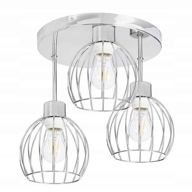 Lampa stropní svítidlo lustr vysoký loft drát kulička chrom