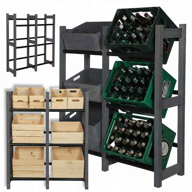Regál na boxy na zeleninu, nápoje, pivo, stojan na 6 boxů s nápoji