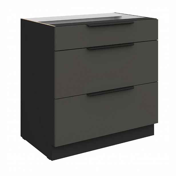 Spodní skříňka Aria 80 D 3S BB - Premium Box Barva korpusu: Černá, Barva dvířek: GR - Graphite AFM