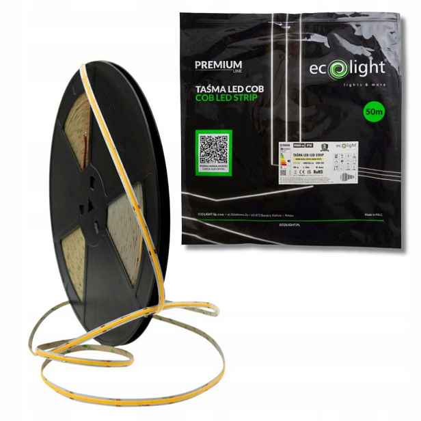 Led pásek Cob bezbodový 24V 50 m 9W/m 990lm/m 3000K teplý IP20 vnitřní