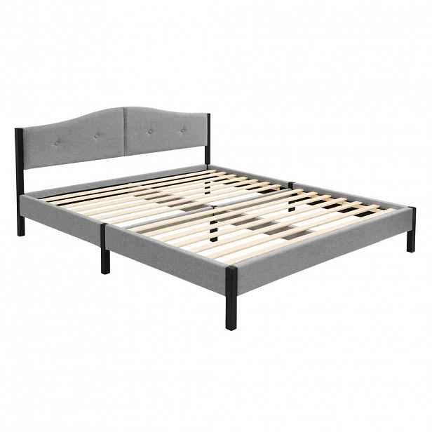 ML-DESIGN ČALOUNĚNÁ POSTEL 160x200 cm šedá s roštem a lněnou látkou