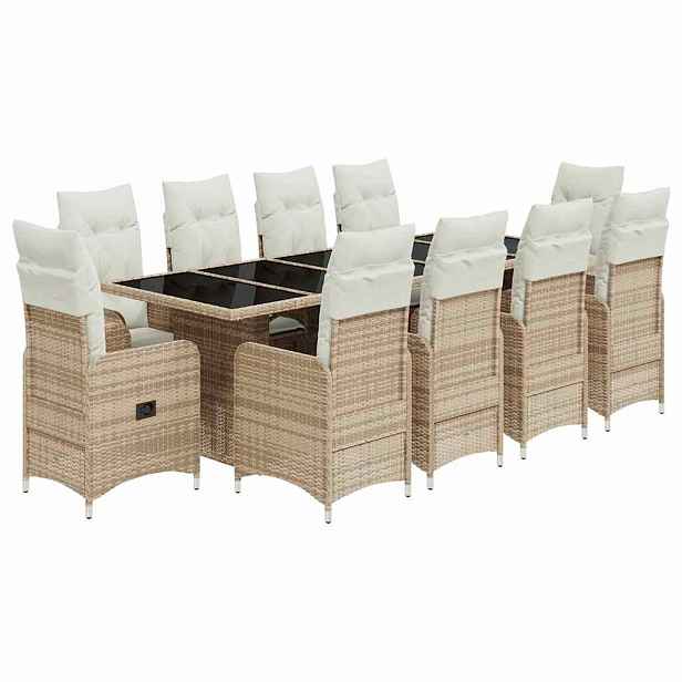 vidaXL 11dílný zahradní bistro set s poduškami béžový polyratan