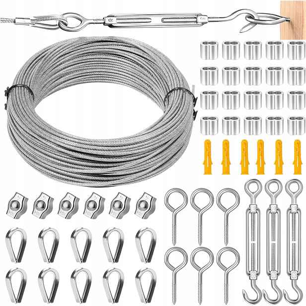 50 M/2 MM Lanový Set Zahradního Kabelu Z Nerezové Oceli, Silný A Odolný