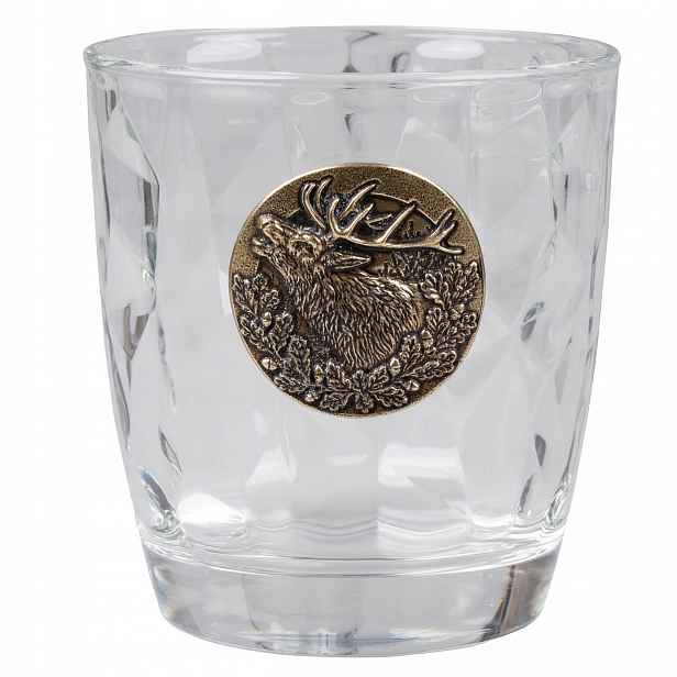 Sklenice na whisky Golden Fox Diamond Deer Gold zdobené litým povrchem