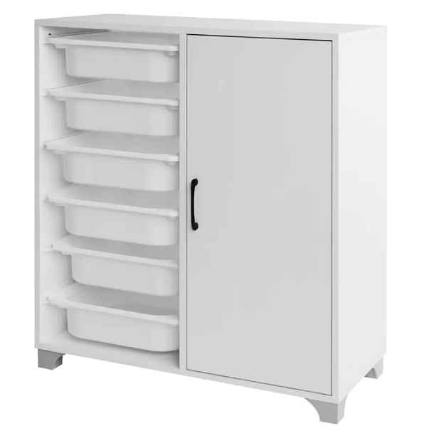 Tempo Kondela Regál/skříňka s úložnými boxy VELTO - bílá