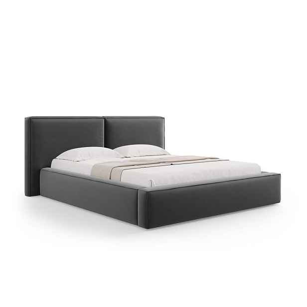 Tmavě šedá sametová čalouněná dvoulůžková postel s úložným prostorem s roštem 180x200 cm Arendal – Cosmopolitan Design