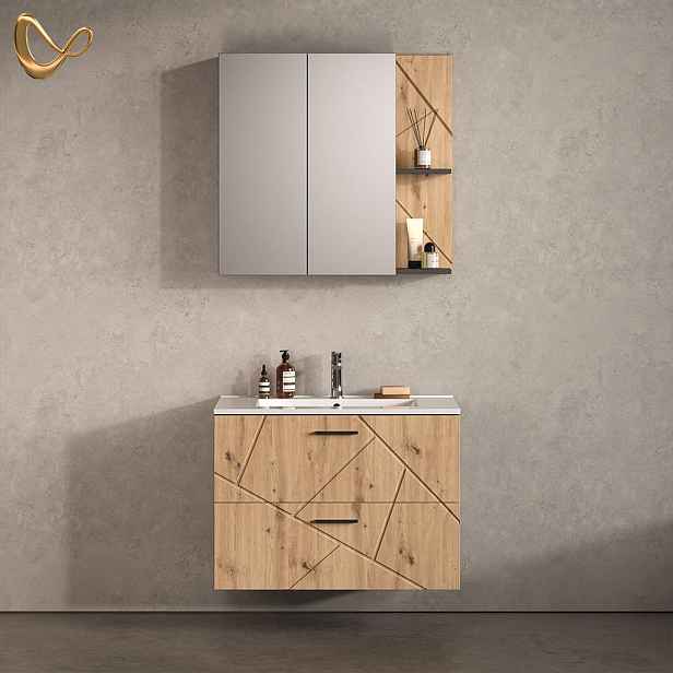 Livinity® KOUPELNOVÁ SESTAVA NÁBYTKU Ronco, Antracit/Řemeslný dub, 3dílná