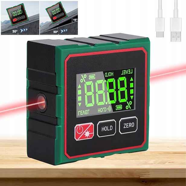 4X90° Laserový Úhloměr Digitální Inklinometr Usb S Možností Nabíjení Magnetický