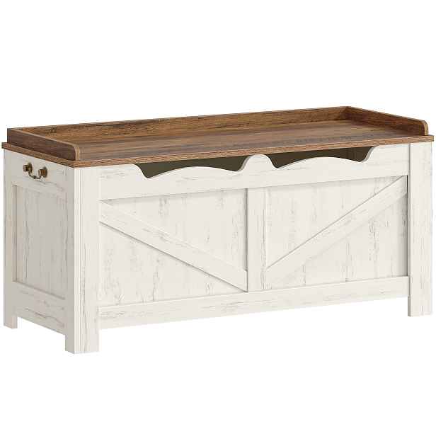 TEMU Lavice na boty s úložným prostorem | Sedací truhla, 2 robustní panty, úložná skříňka, 40 x 100 x 48 cm, robustní rám s baldachýnem, vhodné do