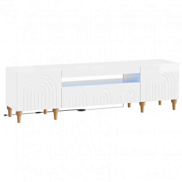 vidaXL LED TV skříň ALKMAAR 153 x 35 x 43 cm Bílá s vysokým leskem