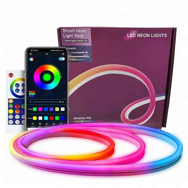 Led Pásek 5 M Barevný Pásek Neon Rgb-ic Sada Bluetooth Aplikace Dálkový Ovladač
